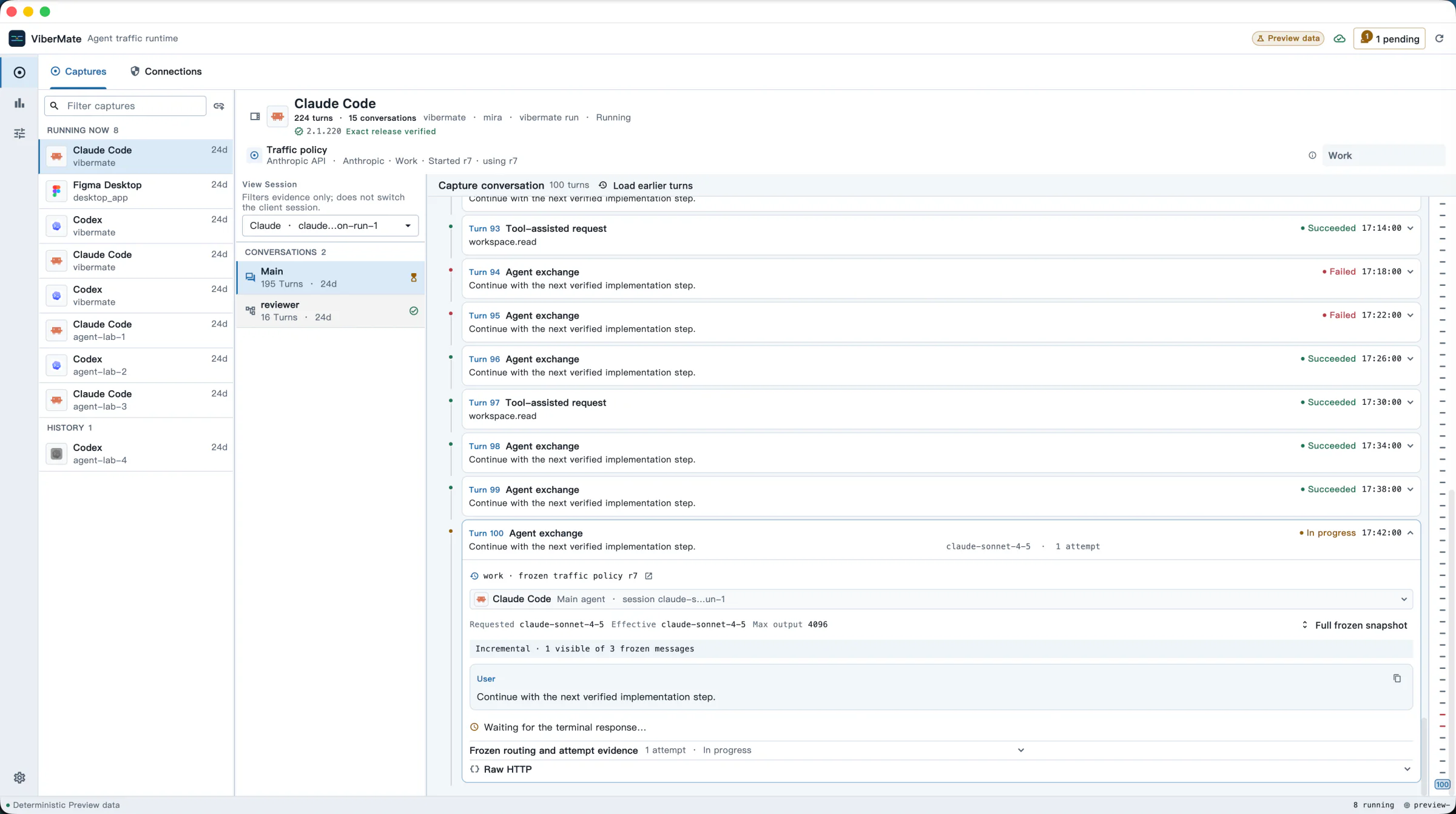 ViberMate capture timeline