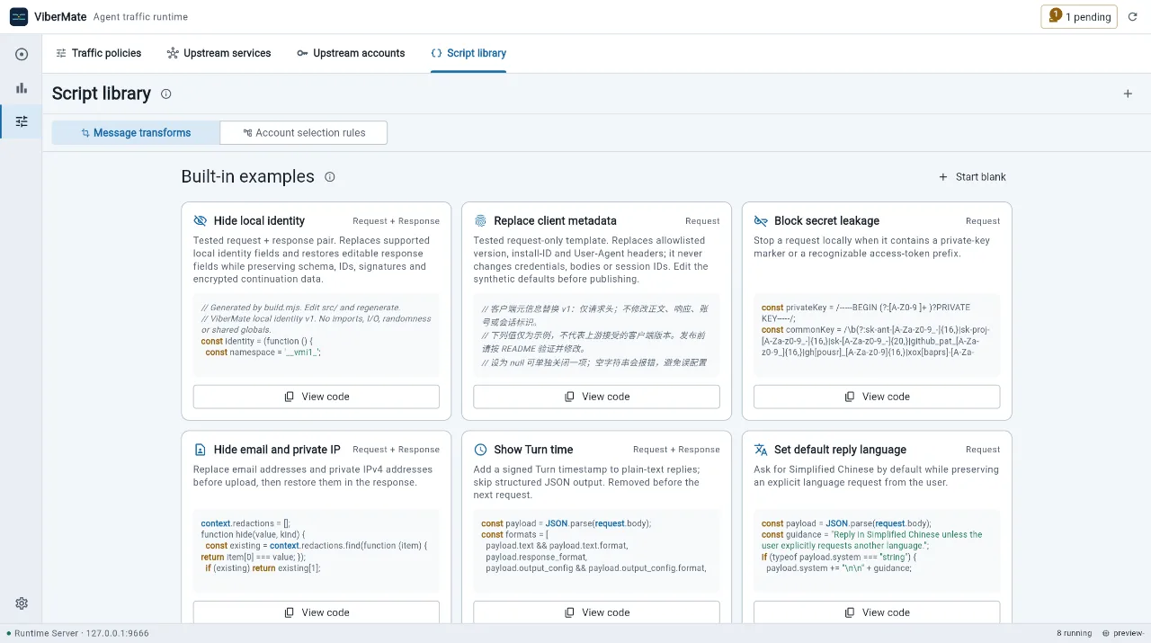 The ViberMate script library with built-in JavaScript examples